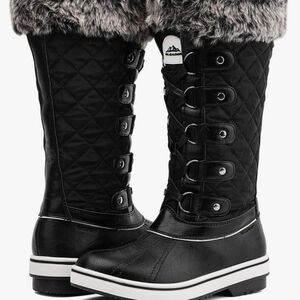 ALEADER women's size 8 black cold weather waterproof boots
